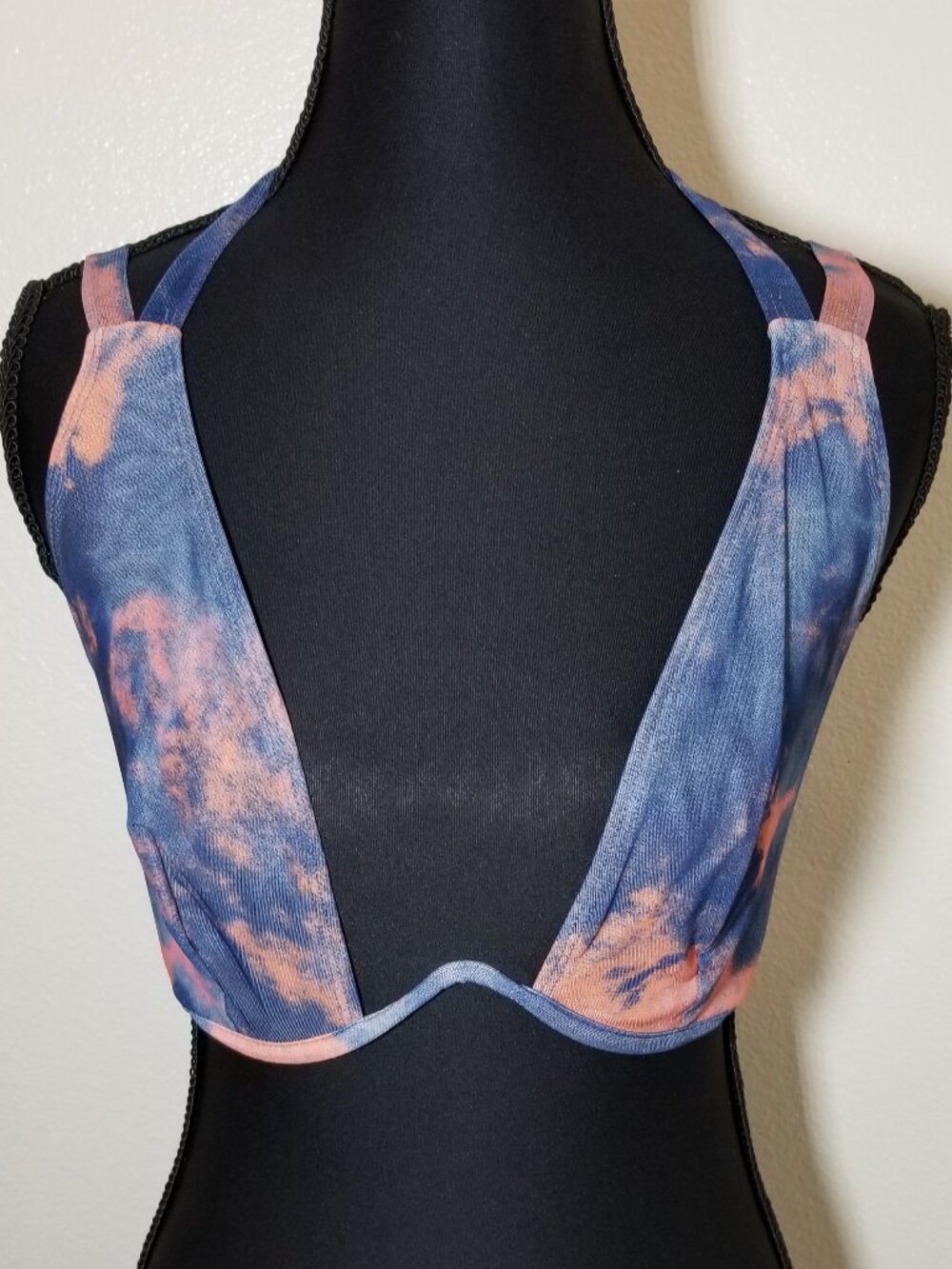 ASOS Design Semi Sheer Underwire Halter Tie Bra Tie Dye Sexy New Without Tag